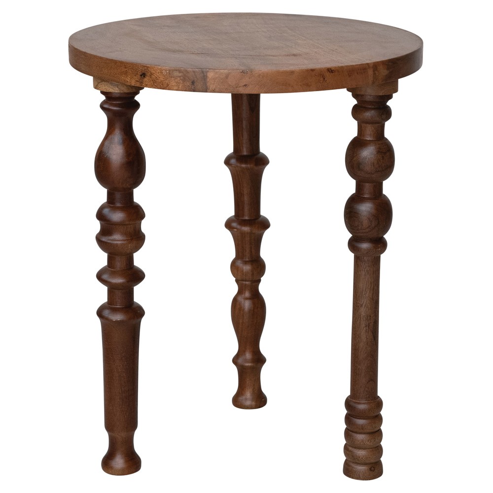 Lael Modern Classic Brown Mango Wood Round End Table|