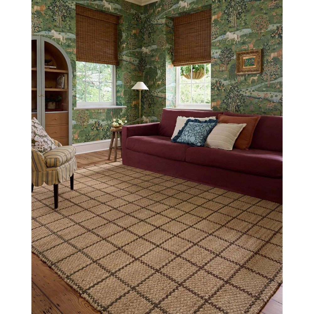 Fletcher Coastal Beach Brown Grid Patterned Jute Rug - 9'3
