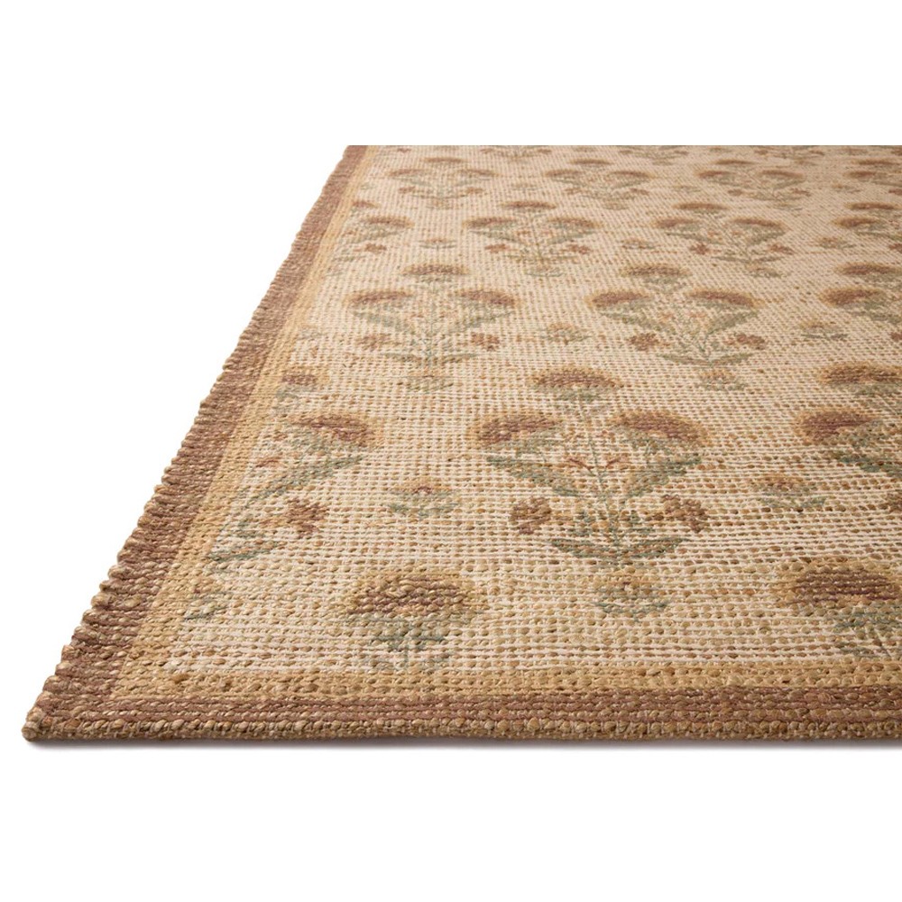 Sophia Updated Traditional Beige Jute Vintage Floral Patterned Rug - 3'6"x5'6"|