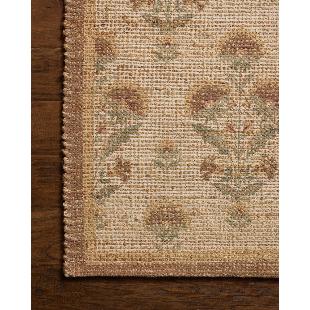 Sophia Updated Traditional Beige Jute Vintage Floral Patterned Rug - 3'6"x5'6"|