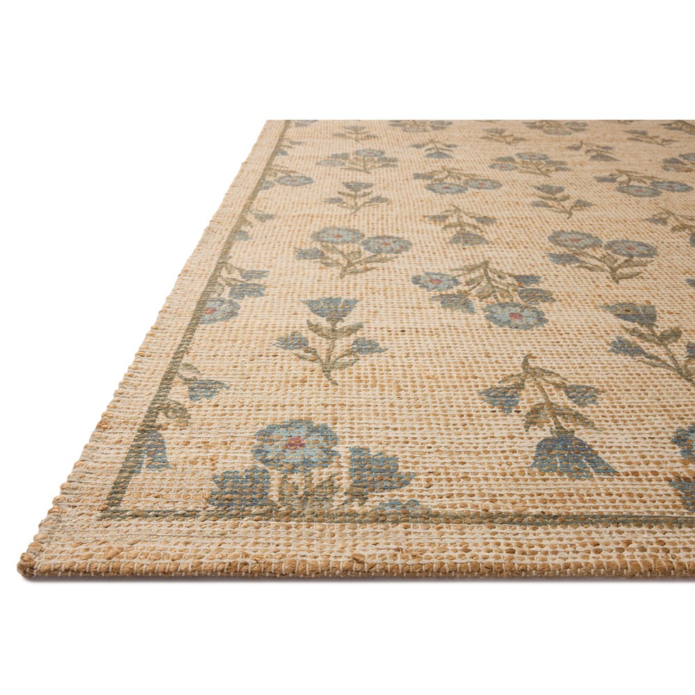 Rue Updated Traditional Beige Jute Floral Patterned Rug - 3'6"x5'6"|