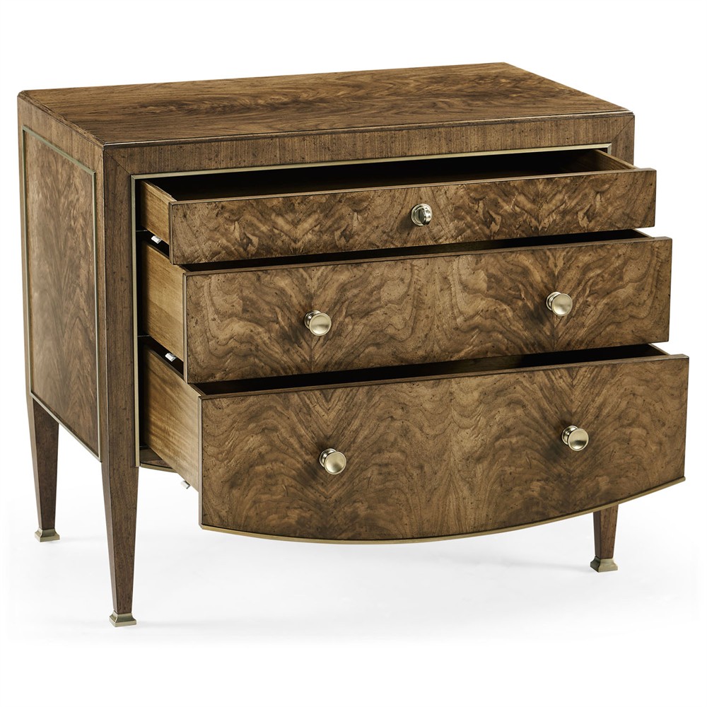 Whitaker Modern Classic Brown Walnut Swirl Wide Nightstand|