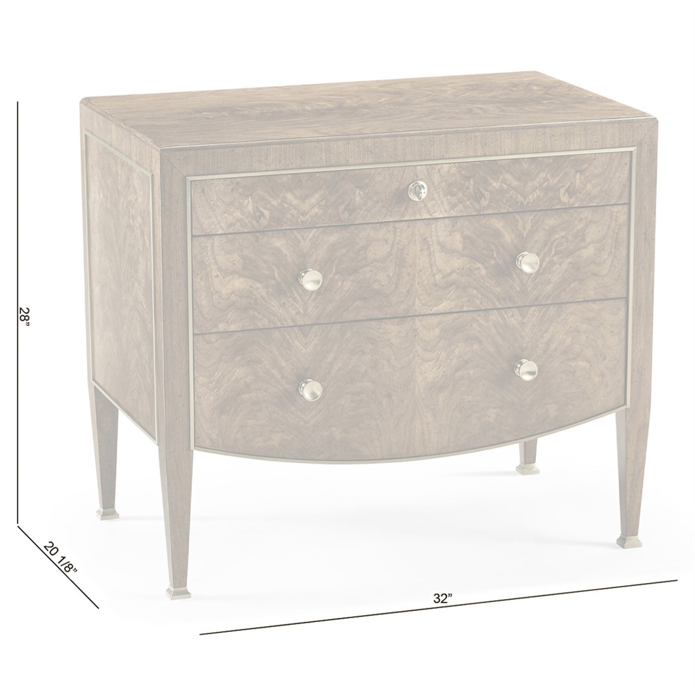 Whitaker Modern Classic Brown Walnut Swirl Wide Nightstand|