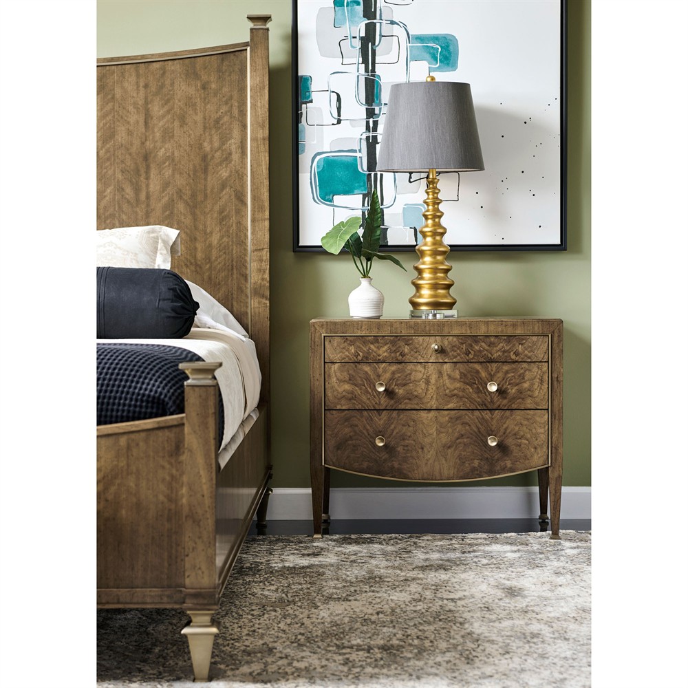 Whitaker Modern Classic Brown Walnut Swirl Wide Nightstand|