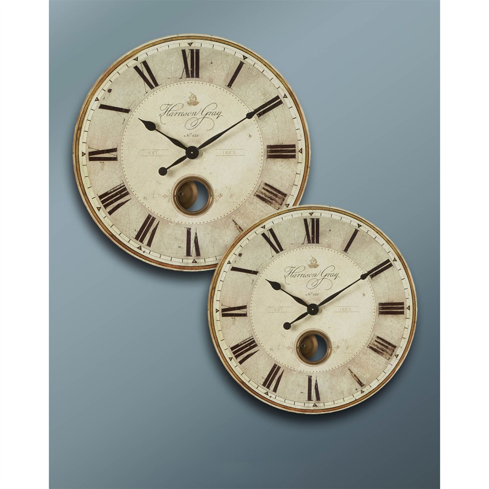 Holland Updated Traditional Beige Antique Round Wall Clock|