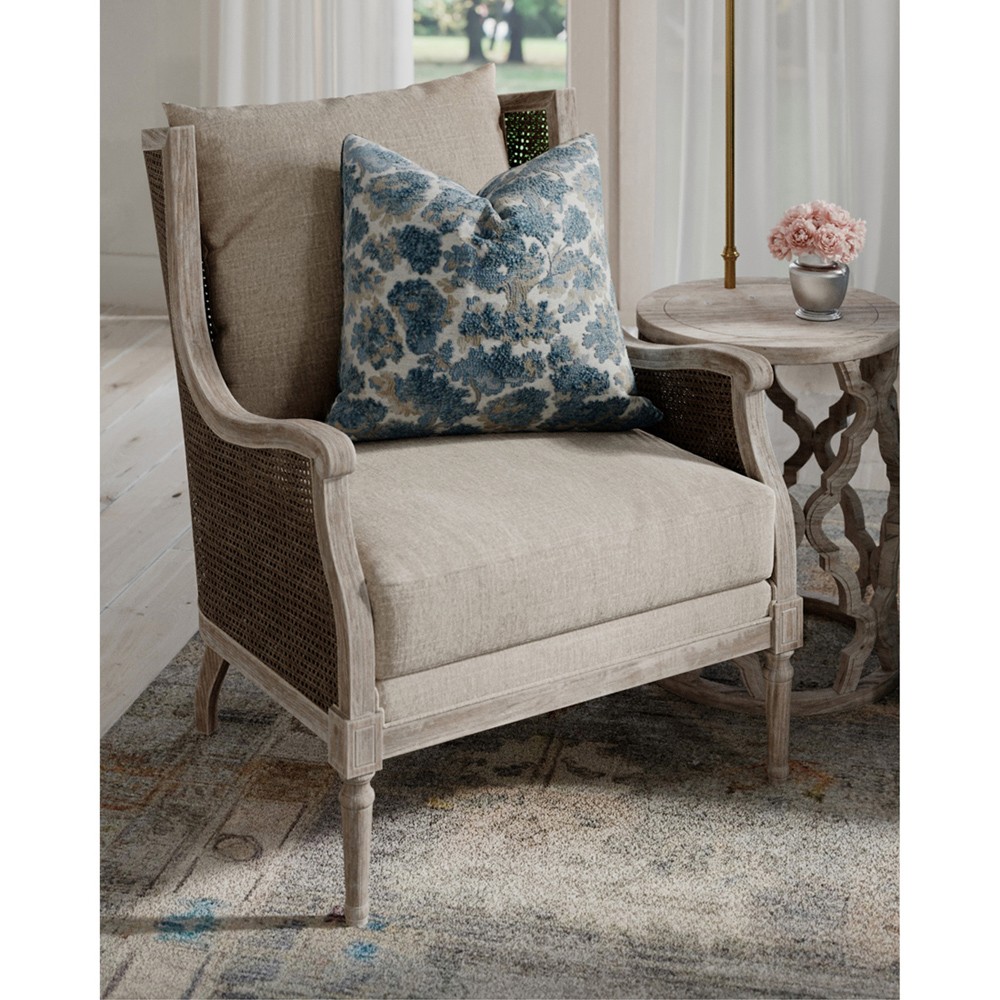 Reese Marine Blue Embroidered Throw Pillow - 22x22|