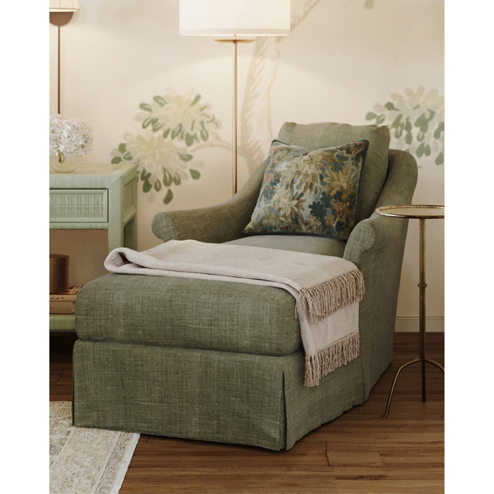 Valeria Verdant Tapestry Printed Velvet Throw Pillow - 22x22 22X22