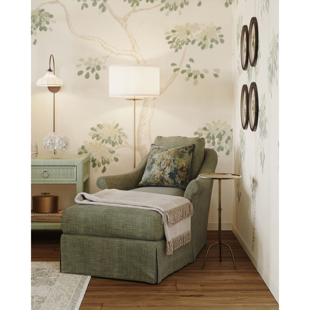 Valeria Verdant Tapestry Printed Velvet Throw Pillow - 22x22|