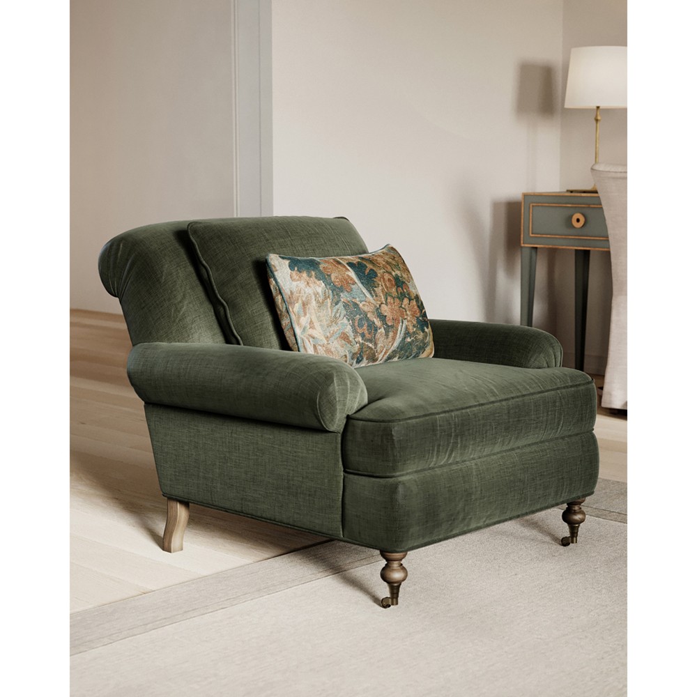 Valeria Verdant Tapestry Printed Velvet Lumbar Pillow - 15x23|