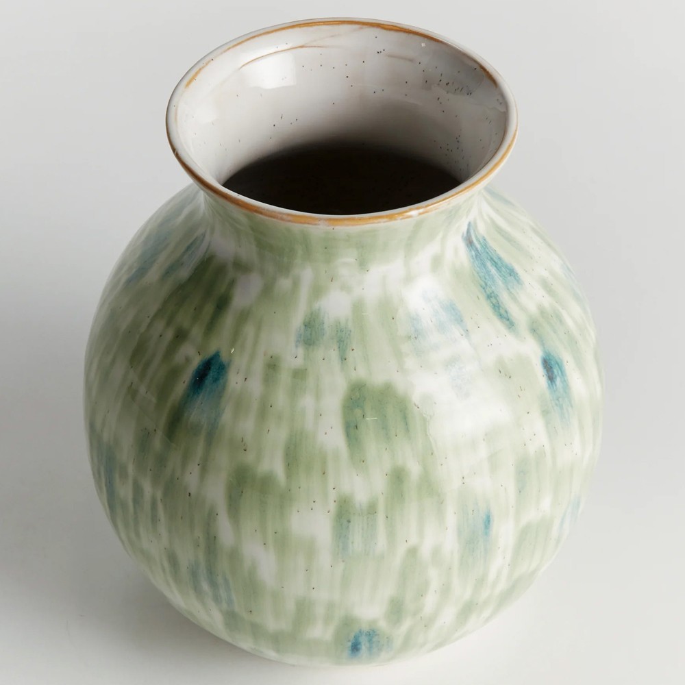 Luka Coastal Green Stoneware Bud Decorative Table Vase|