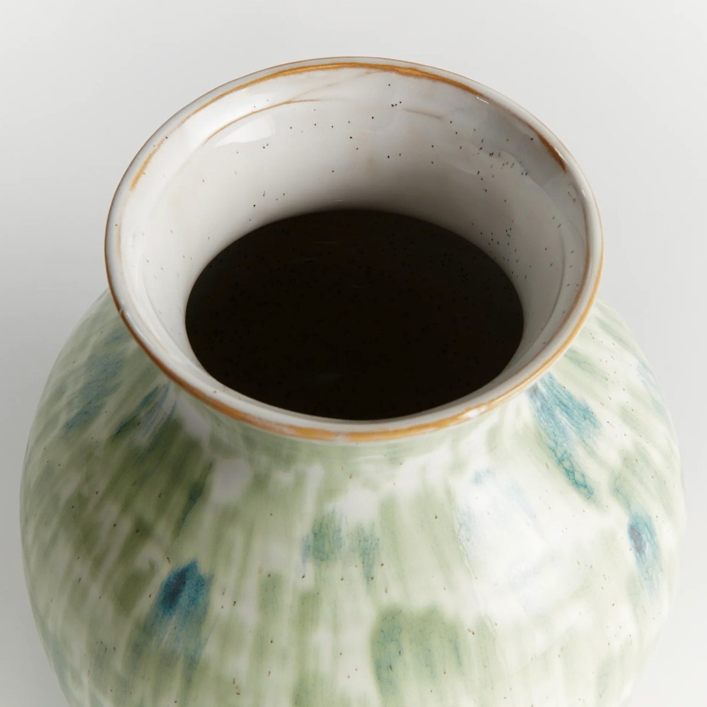 Luka Coastal Green Stoneware Bud Decorative Table Vase|