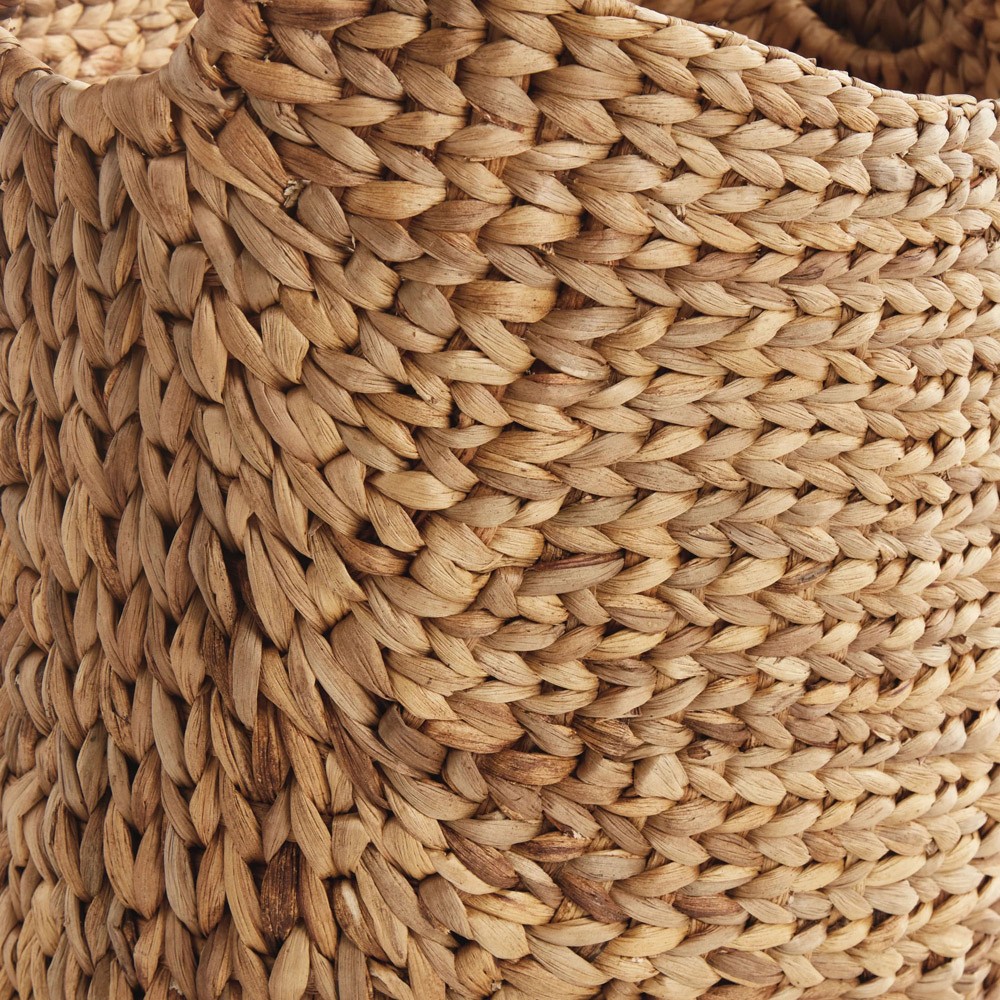 Josephine Coastal Beach Natural Water Hyacinth Woven Floor Basket - Set of 2|