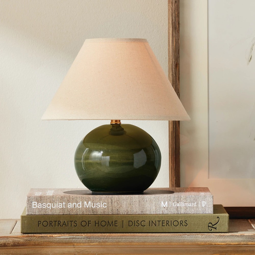 Carlisle Updated Traditional Green Ceramic Glazed Mini Table Lamp|
