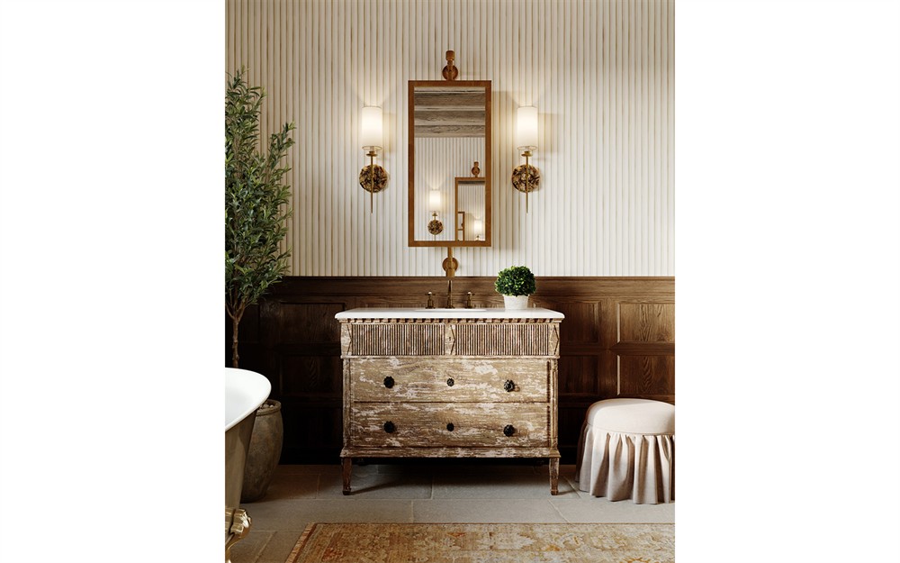 Rochelle Honeycomb Linen Skirted Ottoman|