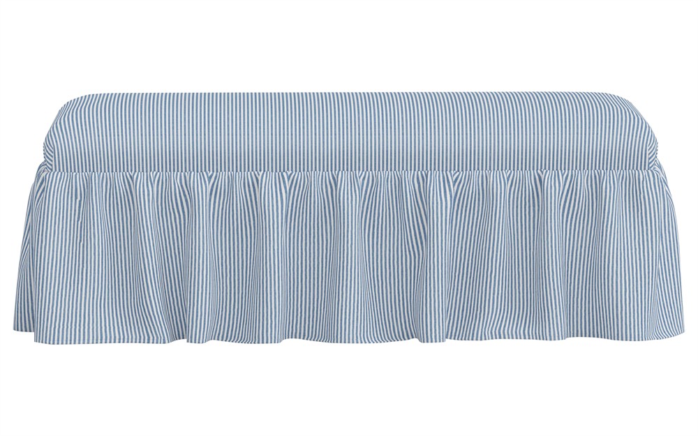 Wyndell Cambridge Blue Striped Cotton Skirted Bench|