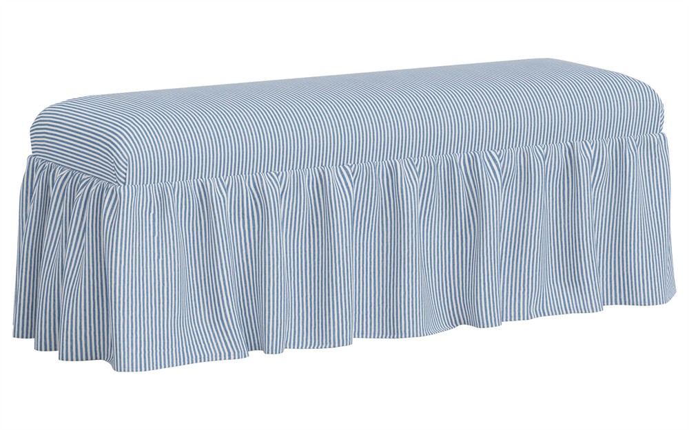 Wyndell Cambridge Blue Striped Cotton Skirted Bench|
