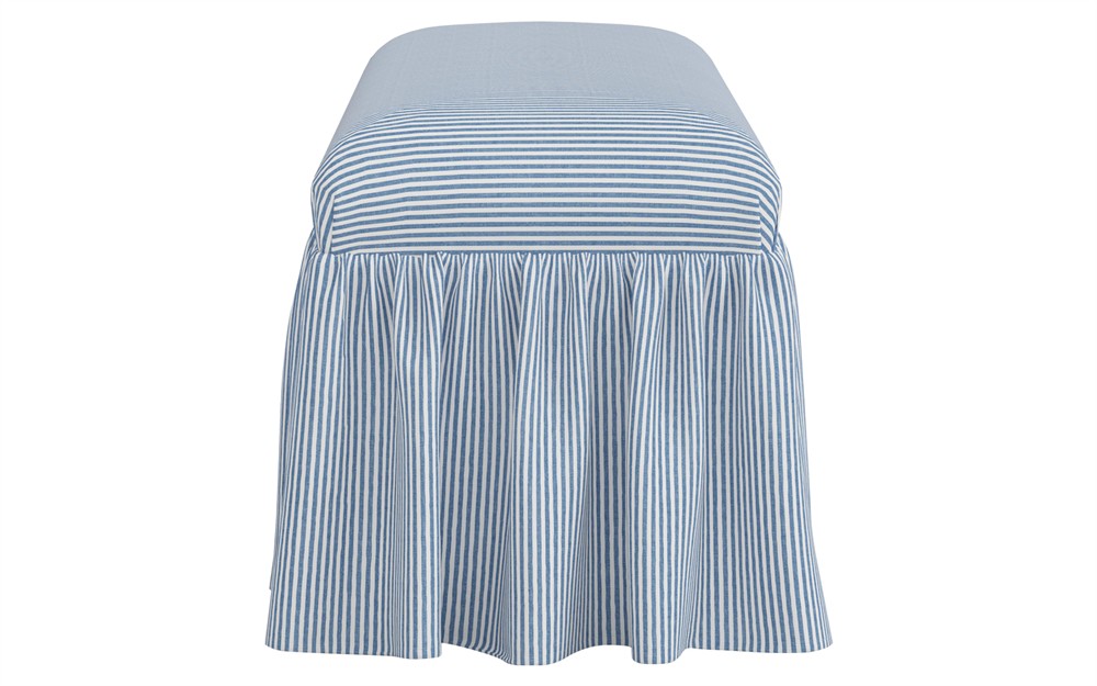 Wyndell Cambridge Blue Striped Cotton Skirted Bench|