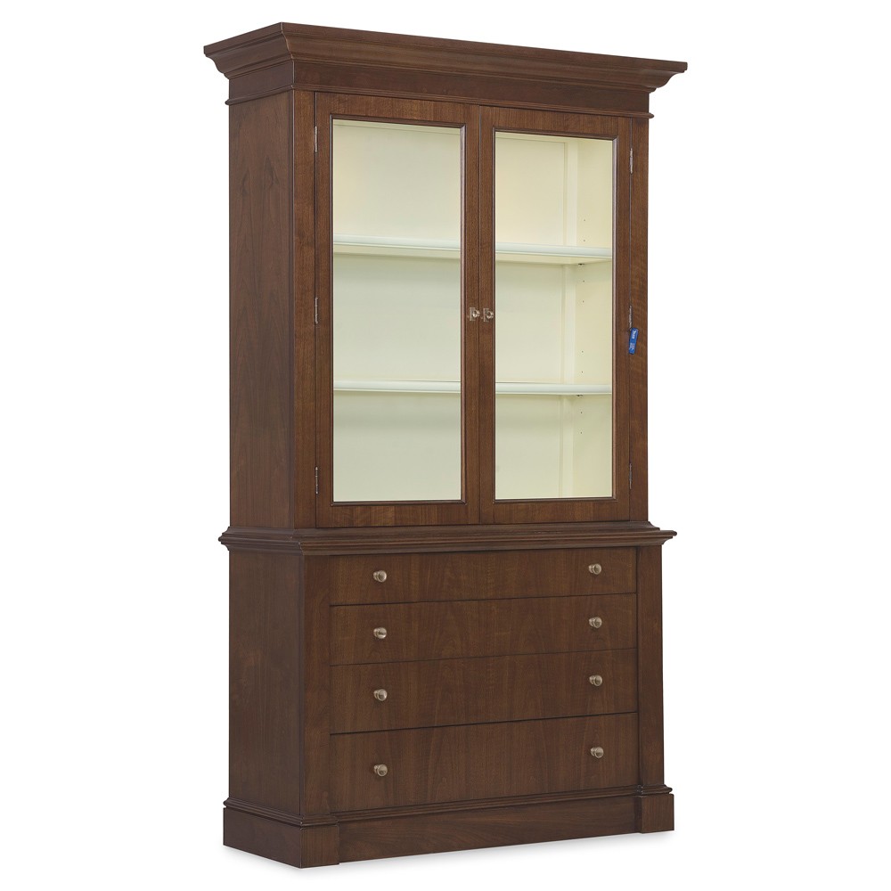 Alaine Updated Traditional Brown Walnut Wood Display Cabinet|