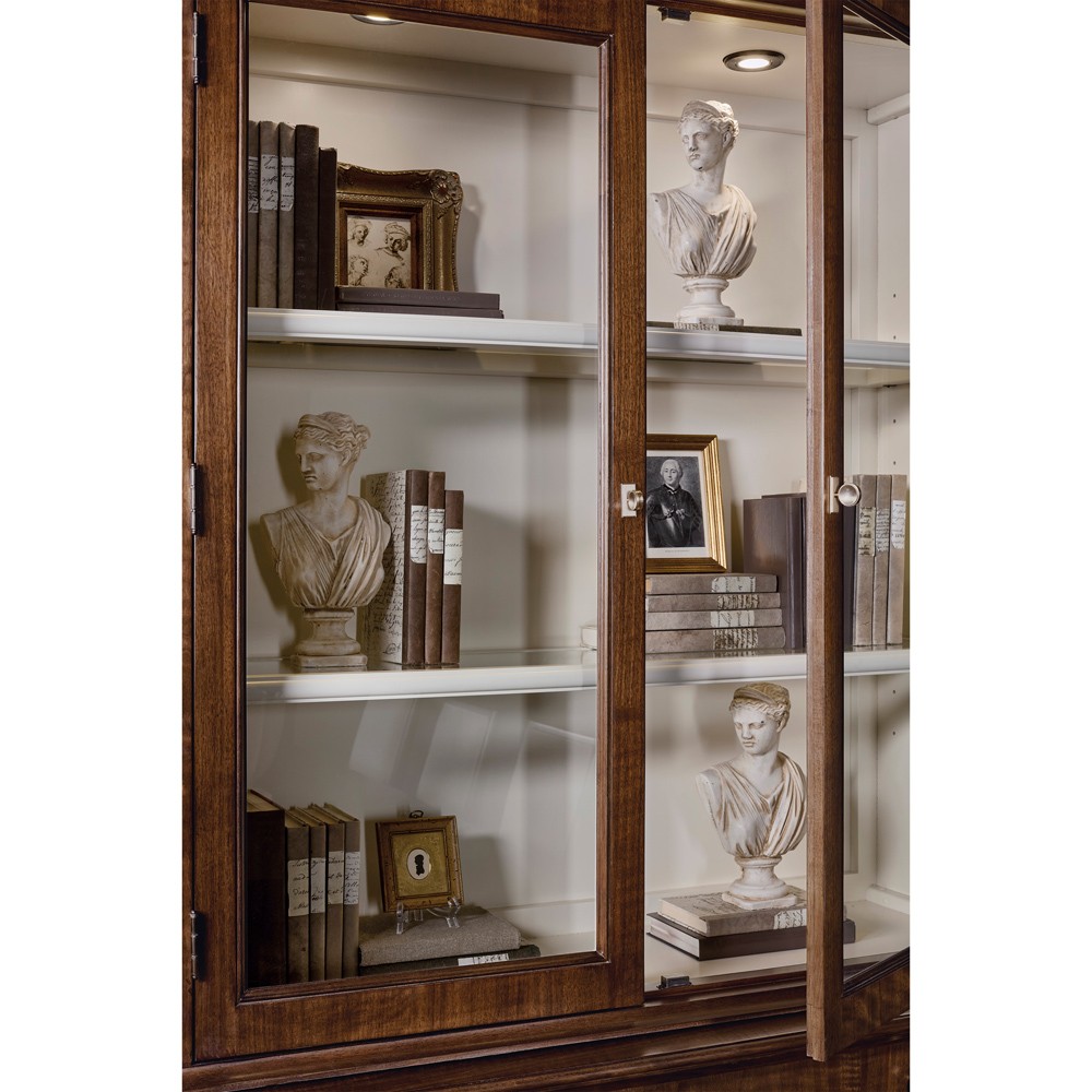 Alaine Updated Traditional Brown Walnut Wood Display Cabinet|