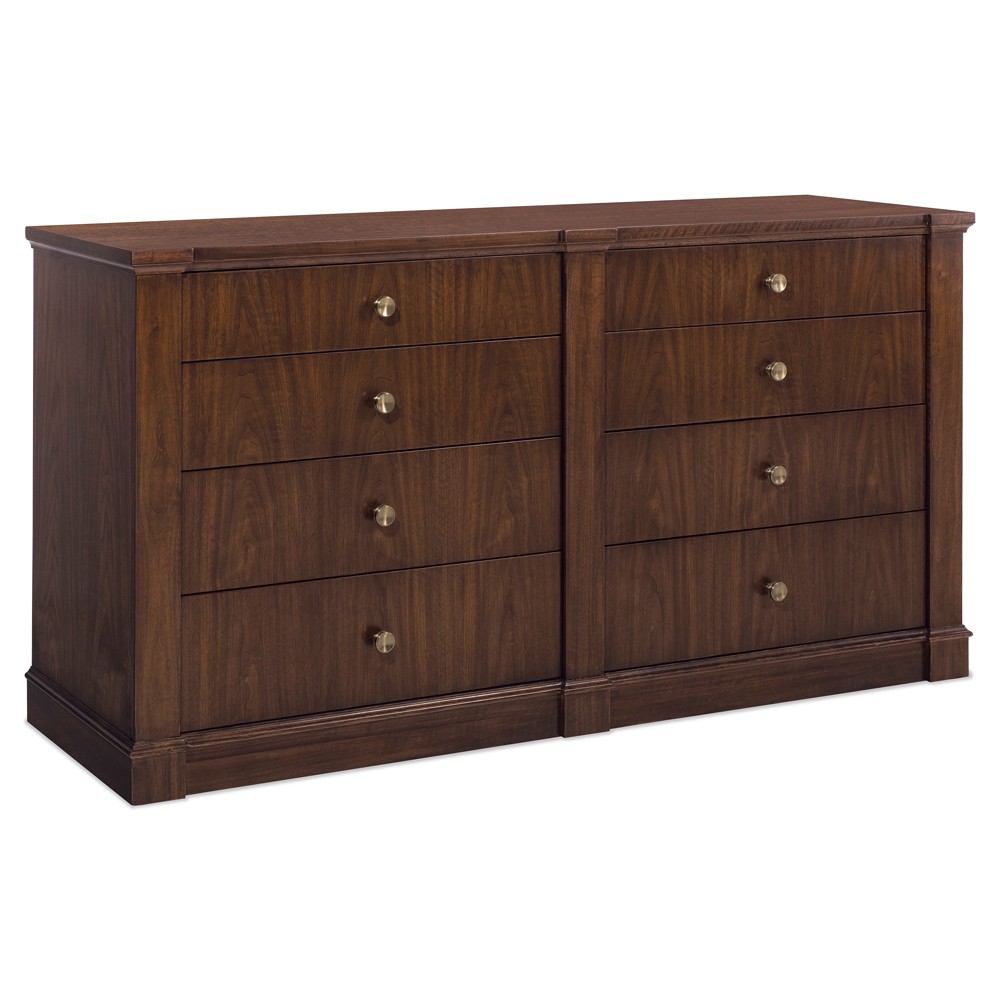 Alaine Modern Classic Brown Walnut Wood Double Dresser|