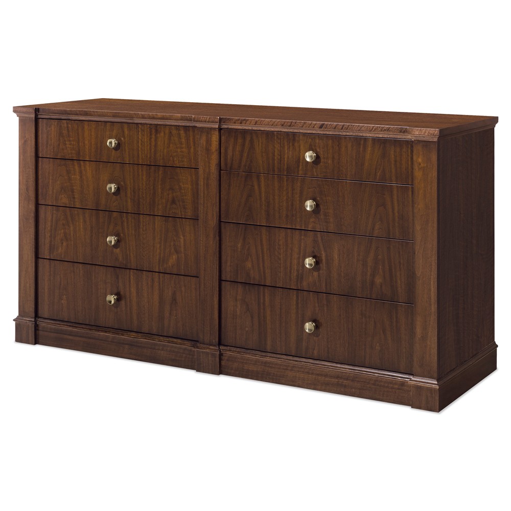 Alaine Modern Classic Brown Walnut Wood Double Dresser|