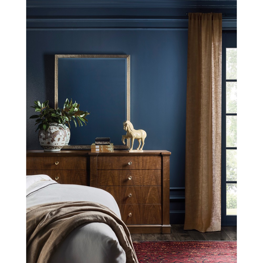 Alaine Modern Classic Brown Walnut Wood Double Dresser|