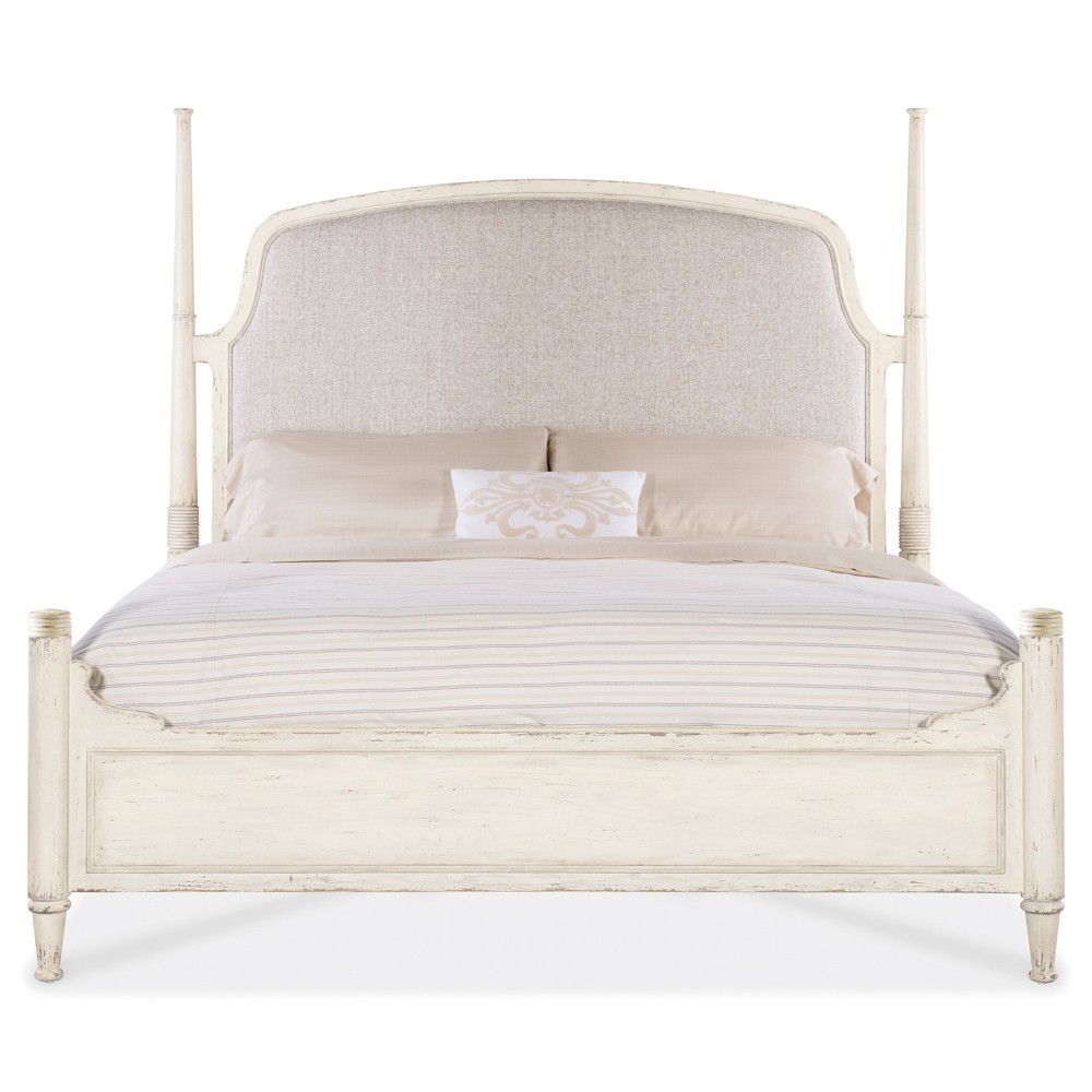 Asher French Country Beige Performance White Oak Four Poster Bed - King|