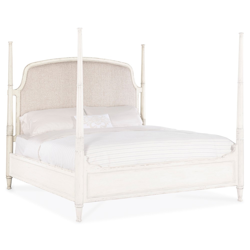 Asher French Country Beige Performance White Oak Four Poster Bed - King|