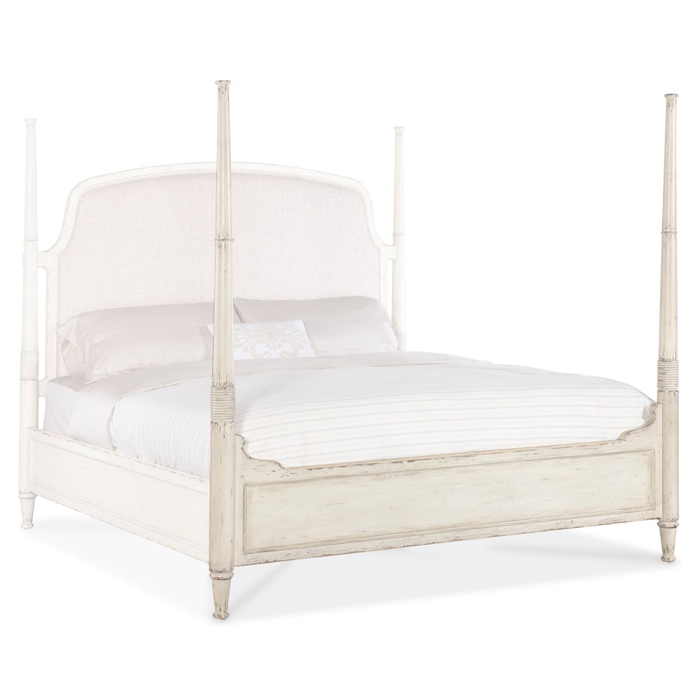 Asher French Country Beige Performance White Oak Four Poster Bed - King|