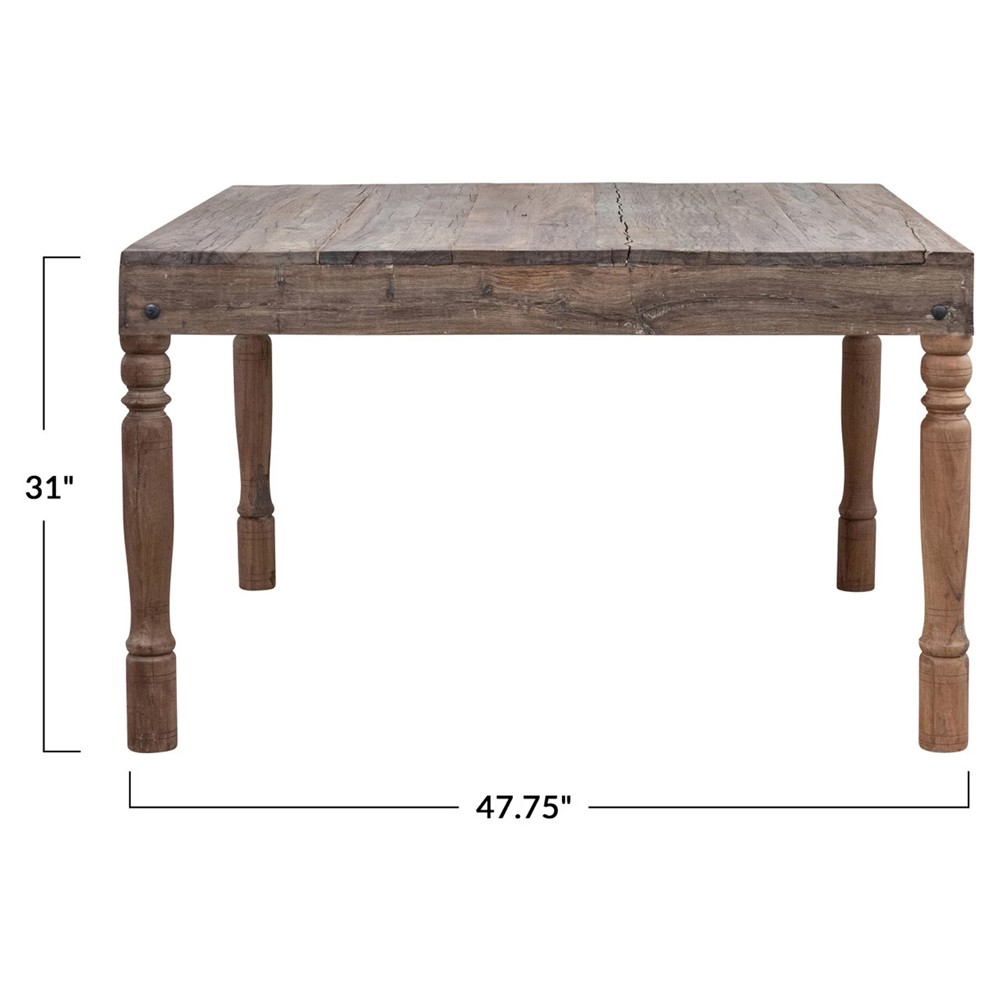 Shania Updated Traditional Brown Reclaimed Wood Square Dining