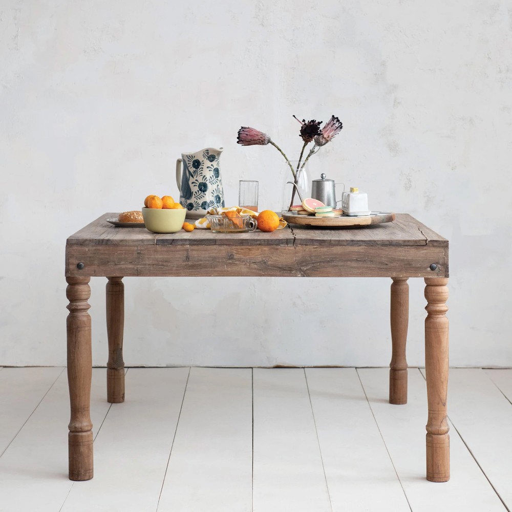 Shania Updated Traditional Brown Reclaimed Wood Square Dining