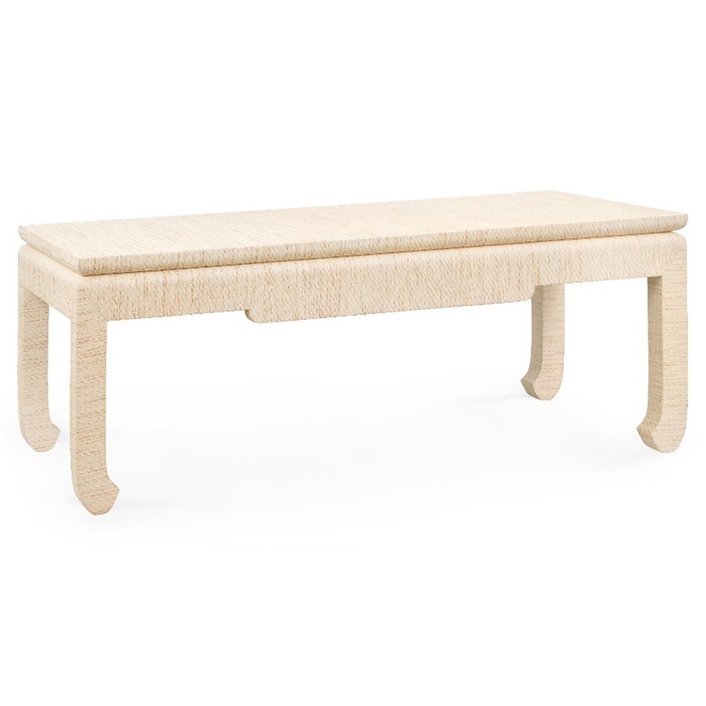 Bethany Coastal Beach Natural Twill Grasscloth Rectangular Coffee Table - 50"|
