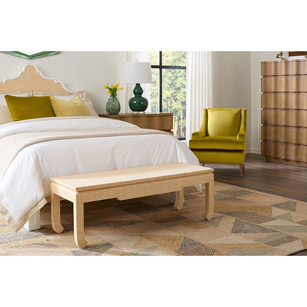 Bethany Coastal Beach Natural Twill Grasscloth Rectangular Coffee Table - 50"|