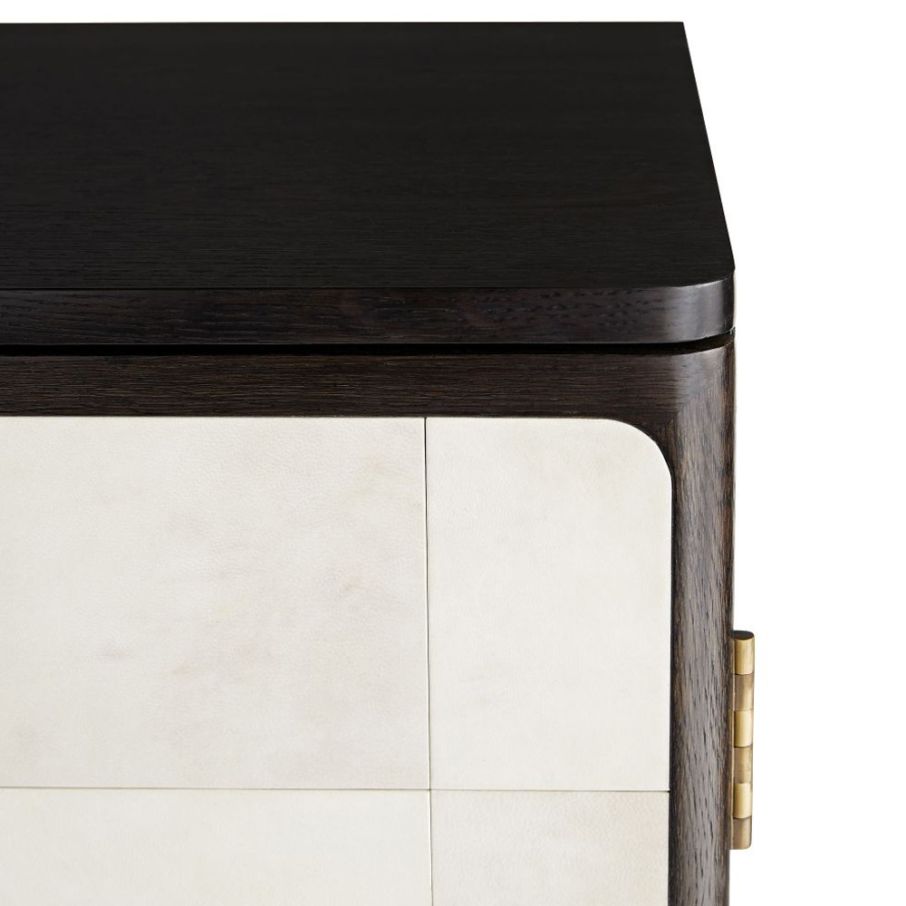 Edison Modern Classic Cream Vellum Black Oak Bar Cabinet|