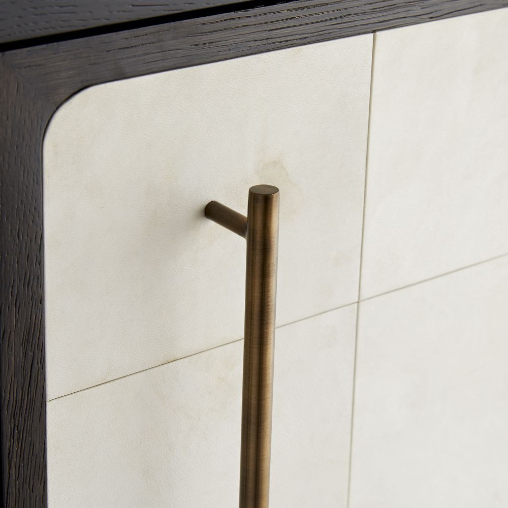 Edison Modern Classic Cream Vellum Black Oak Bar Cabinet|