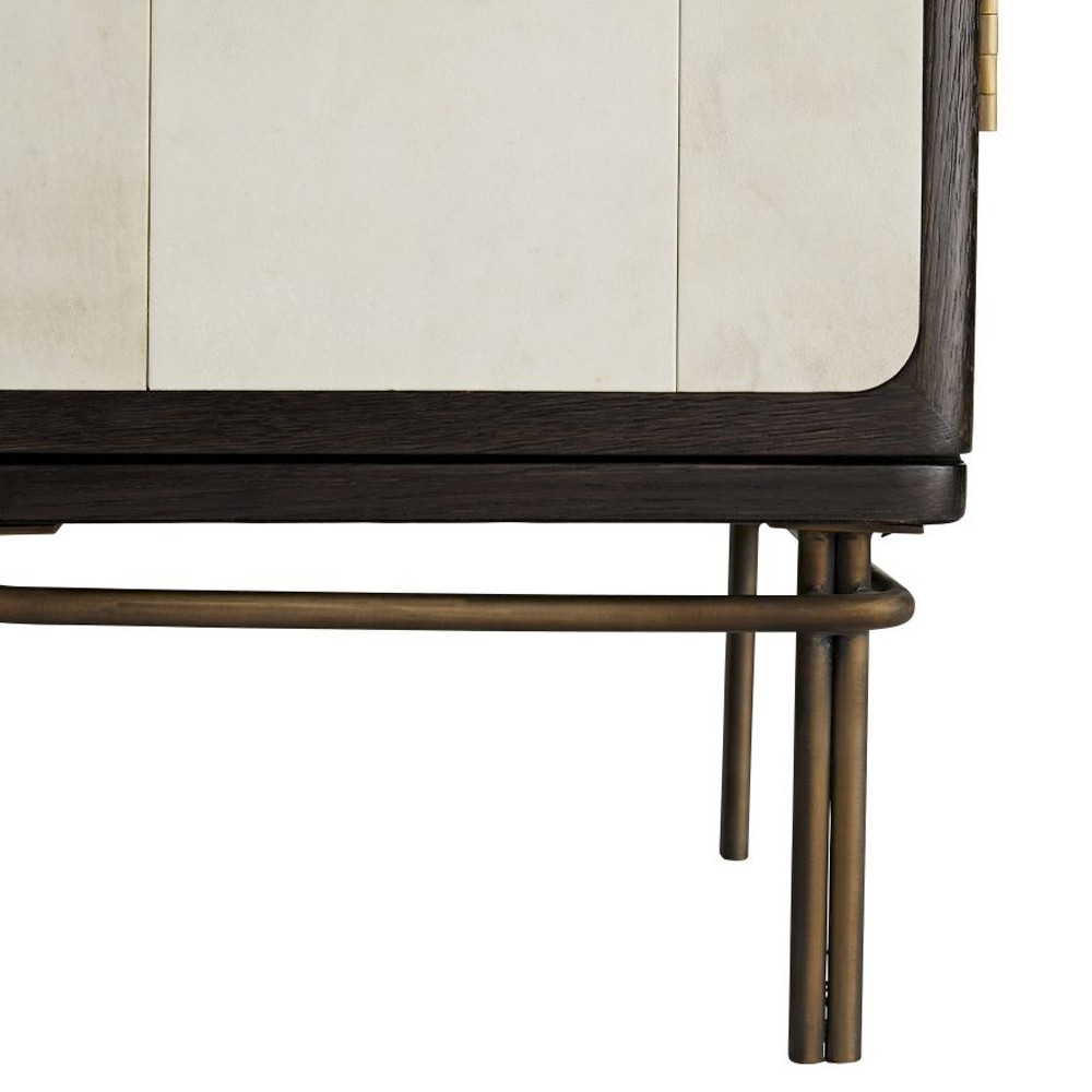 Edison Modern Classic Cream Vellum Black Oak Bar Cabinet|