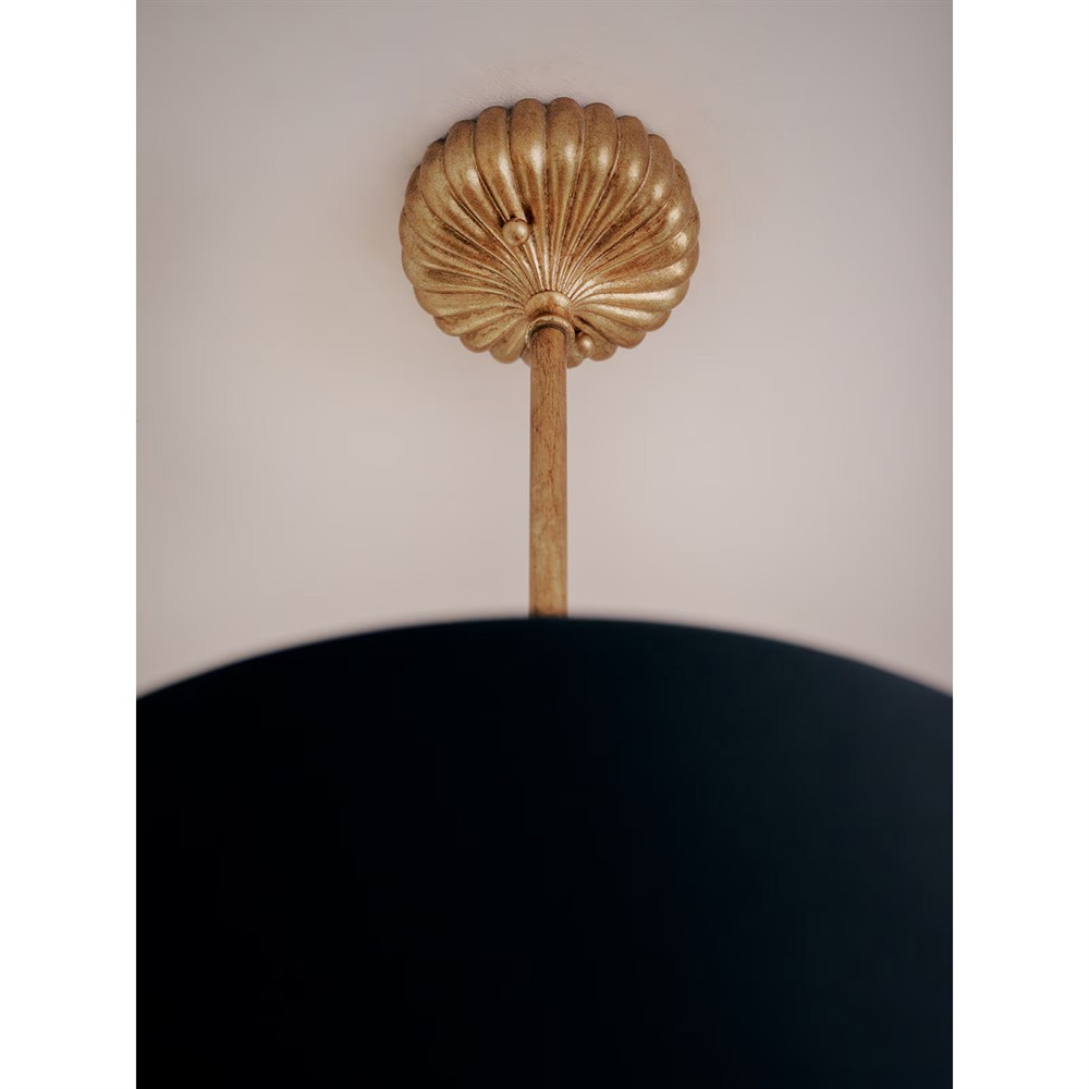 Clove Updated Traditional Black Linen Shade Pendant - Small|