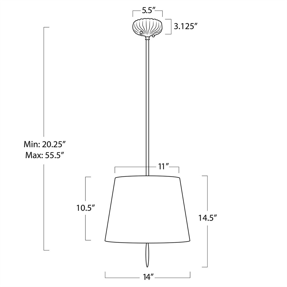 Clove Updated Traditional Black Linen Shade Pendant - Small|