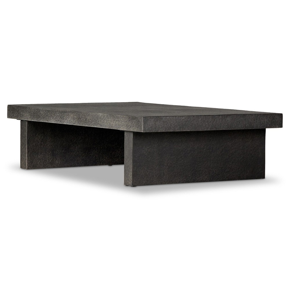 Huesca Modern Classic Grey Textured Concrete Rectangular Outdoor Coffee Table|
