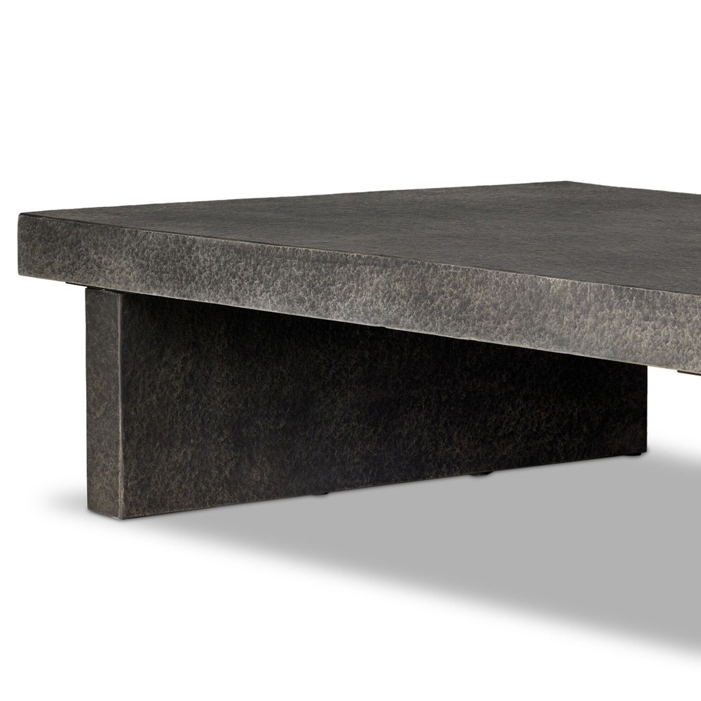 Huesca Modern Classic Grey Textured Concrete Rectangular Outdoor Coffee Table|
