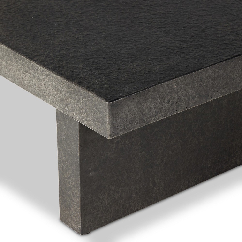 Huesca Modern Classic Grey Textured Concrete Rectangular Outdoor Coffee Table|