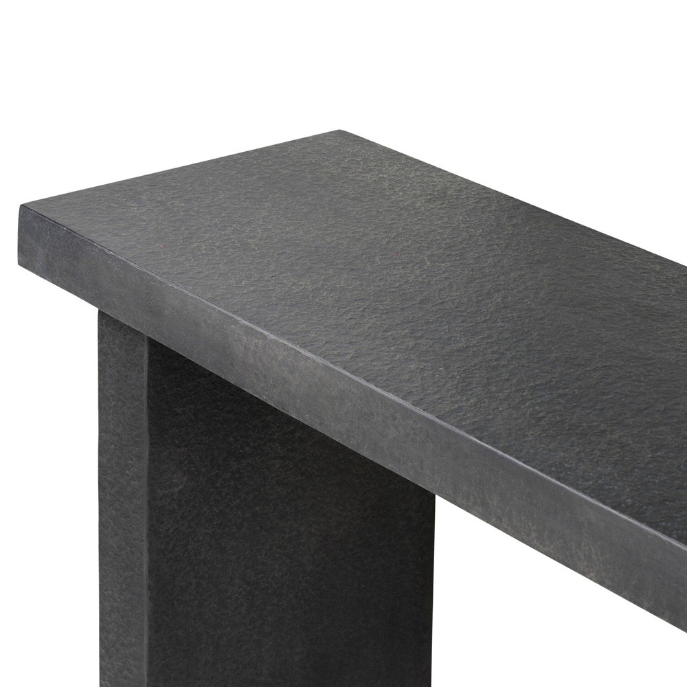 Huesca Modern Classic Grey Textured Concrete Rectangular Outdoor Console Table|