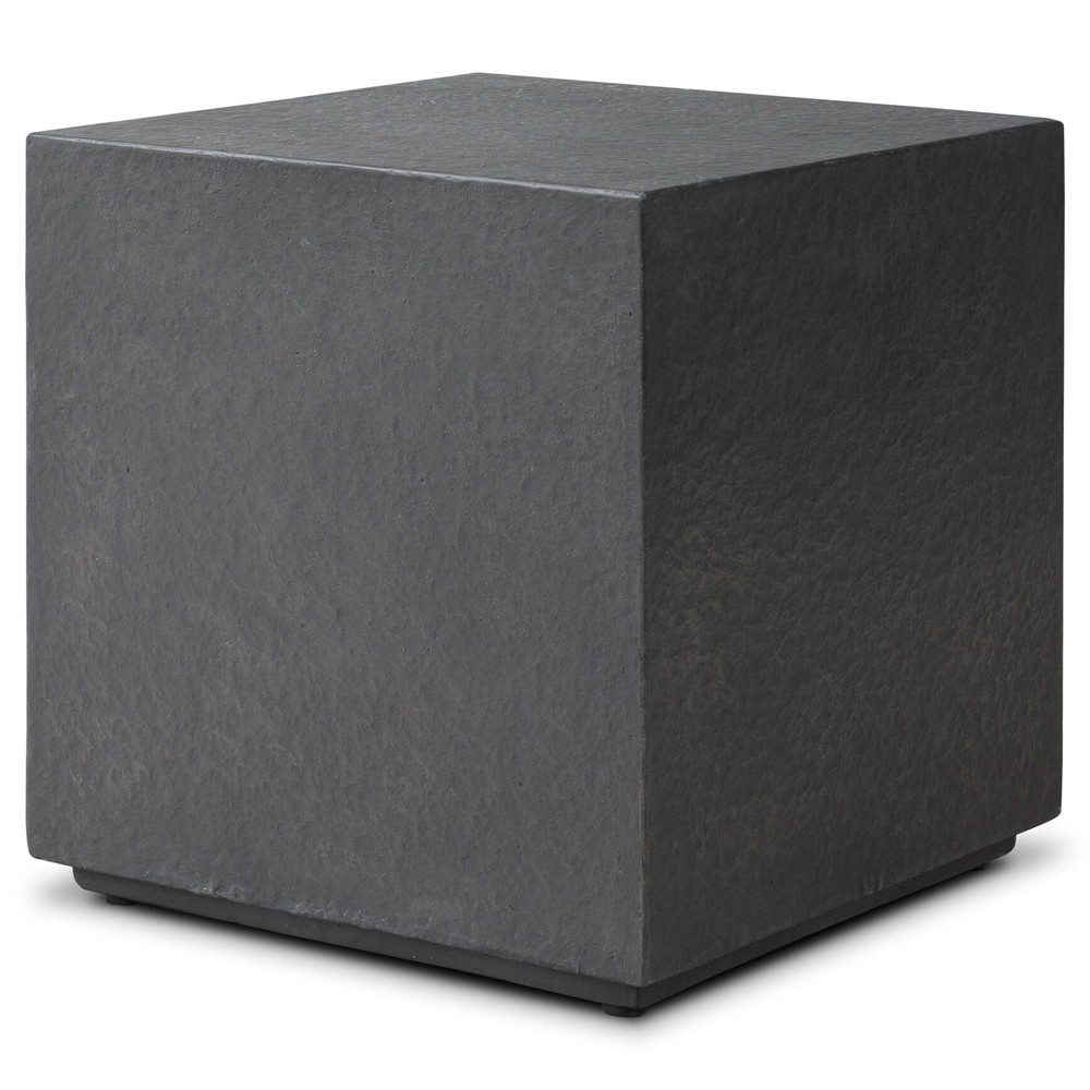 Huesca Modern Classic Grey Textured Concrete Rectangular Outdoor Block End Table|