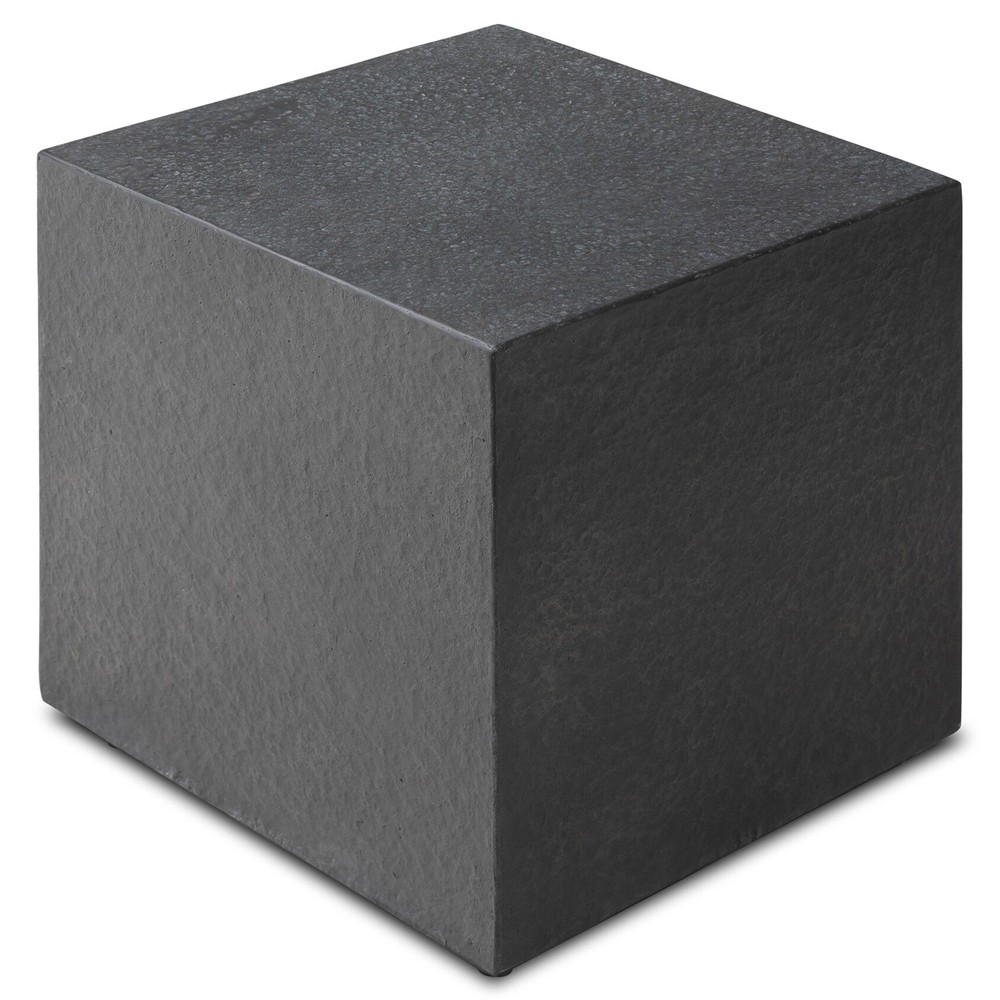 Huesca Modern Classic Grey Textured Concrete Rectangular Outdoor Block End Table|