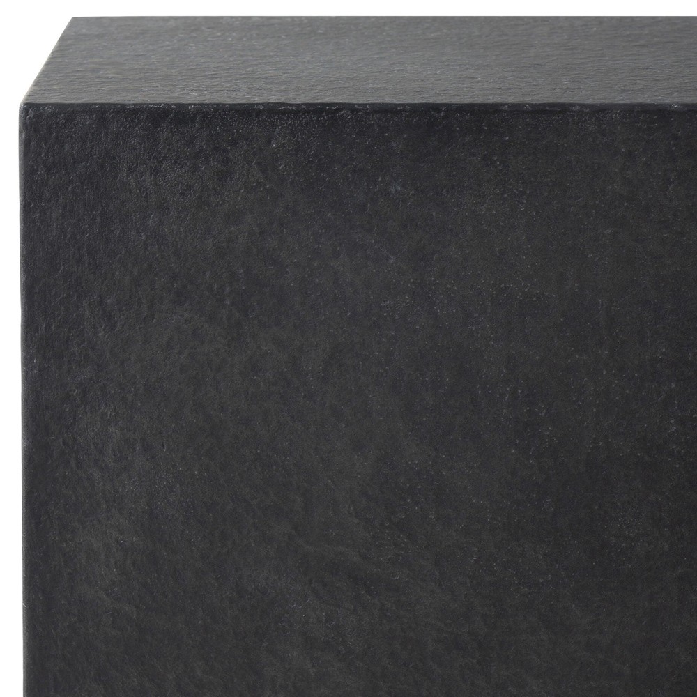 Huesca Modern Classic Grey Textured Concrete Rectangular Outdoor Block End Table|