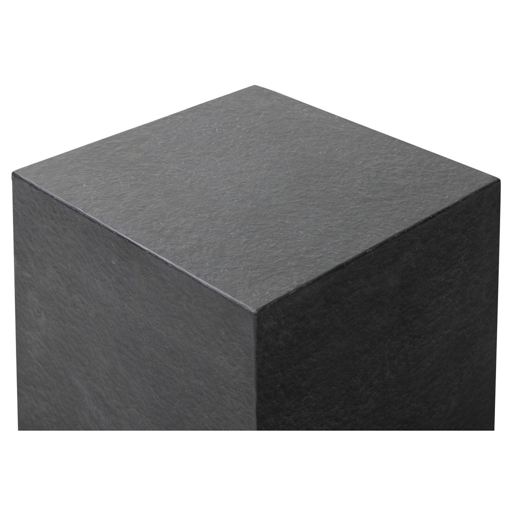 Huesca Modern Classic Grey Textured Concrete Rectangular Outdoor Block End Table|