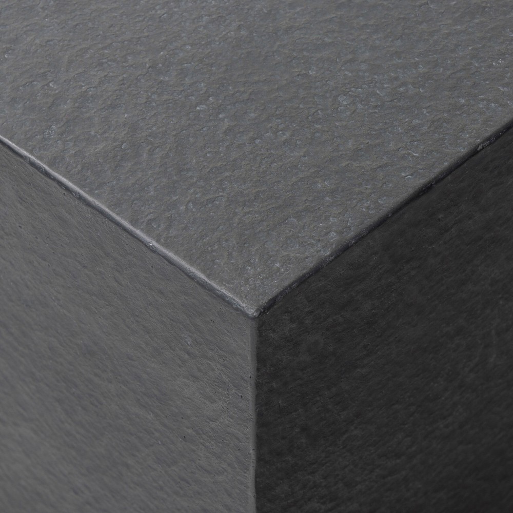 Huesca Modern Classic Grey Textured Concrete Rectangular Outdoor Block End Table|