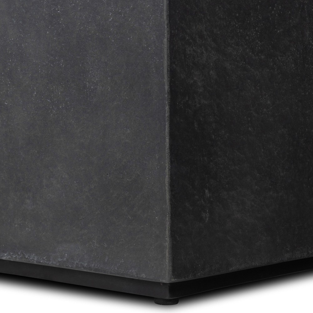 Huesca Modern Classic Grey Textured Concrete Rectangular Outdoor Block End Table|