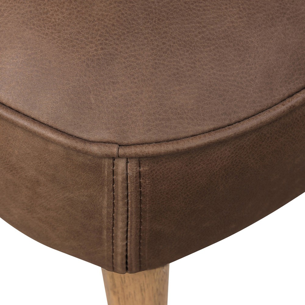 Andy Modern Classic Brown Leather Wood Dining Chair|