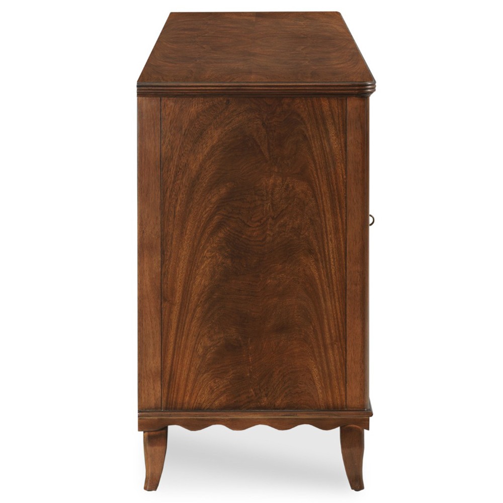 Lela Modern Classic Montserrat Brown Wood Scalloped Media Cabinet - 74"|